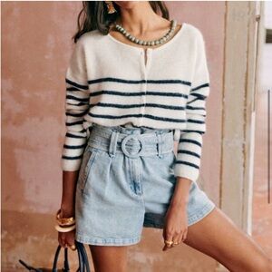 Sézane gaspard cardigan - navy and white stripes, XS